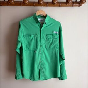 🍀 Columbia PFG Omnishade Long Sleeve Fishing Shirt Green St. Paddy’s UPF 50